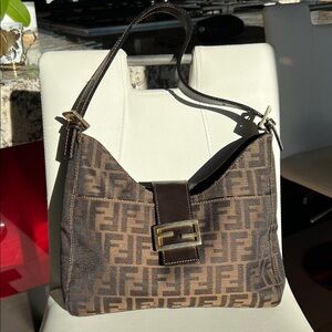 Vintage Fendi Tobacco Zucca Monogram Shoulder/Hobo Bag